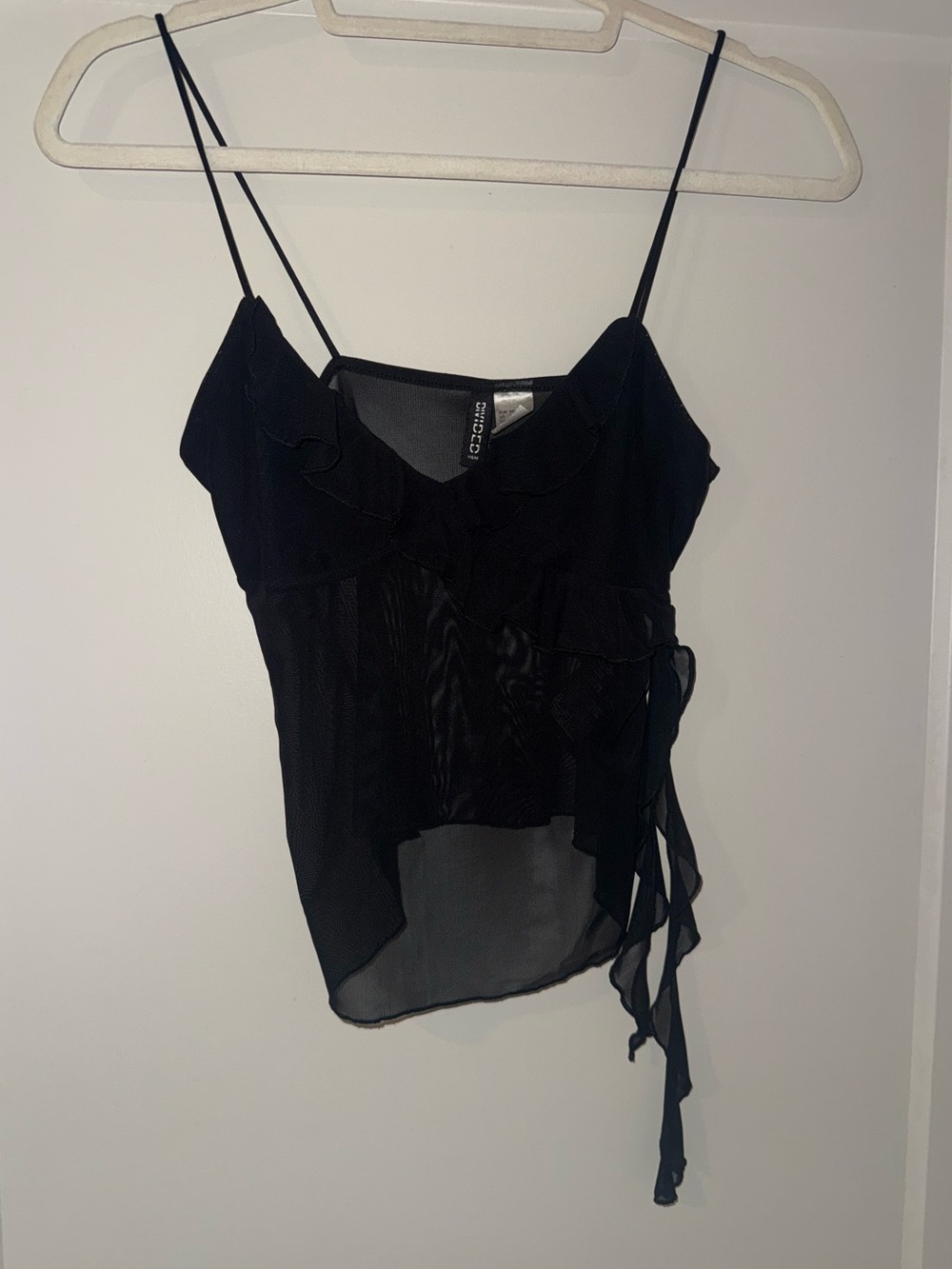 Black Ruffle Sheer Top - Picture 2 of 3